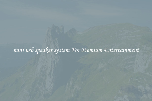 mini usb speaker system For Premium Entertainment
